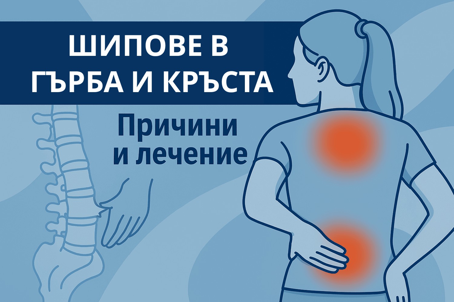 Болки причинени от шипове в гърба и кръста - илюстрация