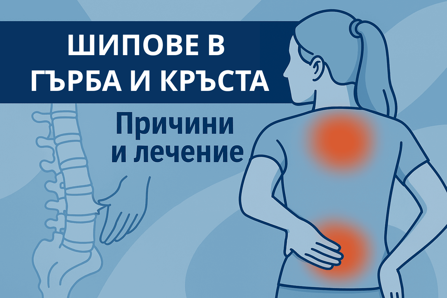 Болки причинени от шипове в гърба и кръста - илюстрация